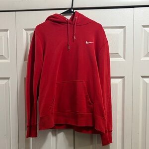 Nike Men's Red Hoodie with White Logo